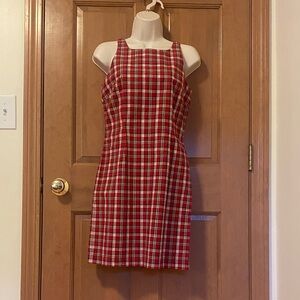 Esprit Christmas Red and White Plaid Mini Dress